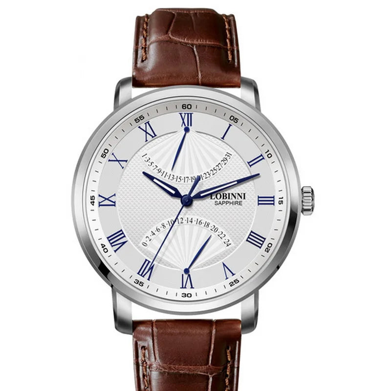 LOBINNI Men Watch Top Luxury Brand Quartz Wristwatch Waterproof Clock Sapphire Dress Leather Strap Reloj Hombre