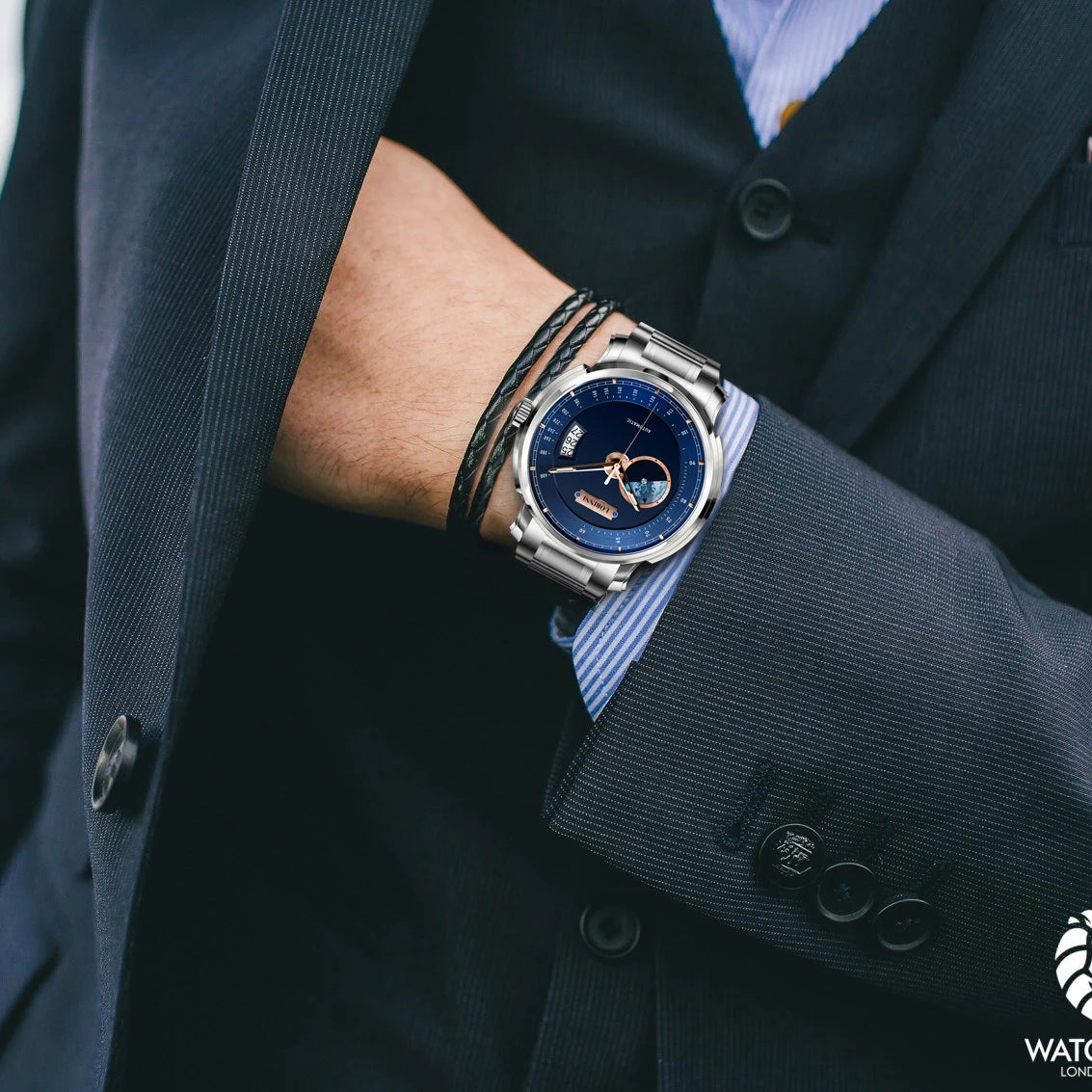 LOBINNI Mens Automatic Watches Luxury Mechanical Wristwatch Waterproof Tachymeter Sapphire Date Relogios Masculino Steel Strap