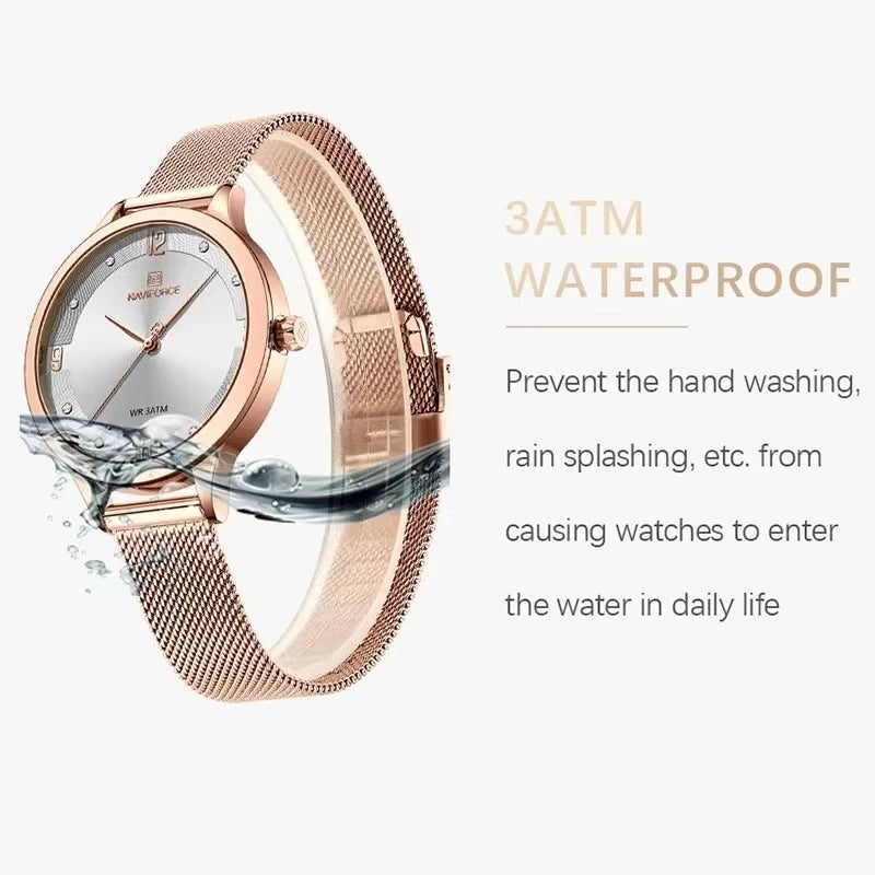 Quartz Watch For Women Top Brand Fashion Luxury Diamond Dial Waterproof Clock Mesh Steel Strip Women Watch Reloj Mujer NF5023