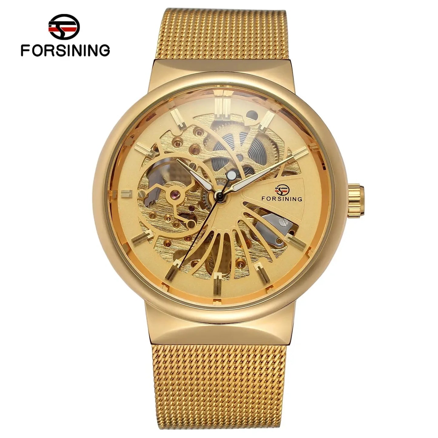 2019 Top Brand Luxury Golden Watches For Men Automatic Mechanical Movement Mesh Strap Ultra Thin Stainless Steel Band