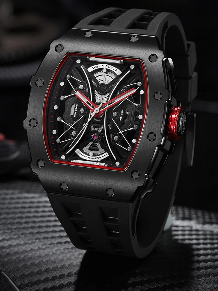 Welly Merck Automatic Mechanical Watches Men's Sapphire Water Resistant Luminous Watch 316L Stainless Steel Business Casual