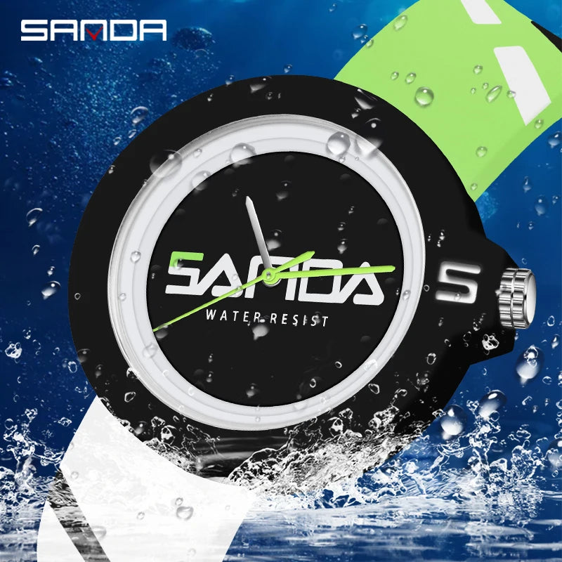 Fashion Sanda Top Brand New Men's Or Ladies Unisex Watch 50m Waterproof Silicone Strap Casual Quartz Sports Mens Womenes