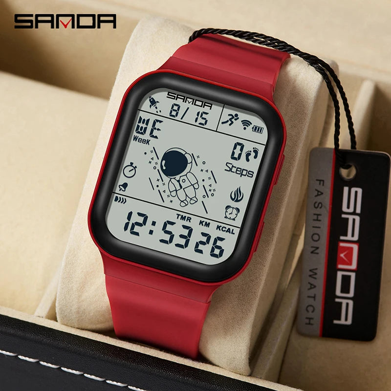 Fashion Sanda Upgradation Mens Outdoor Sports Electronic Watches Square Design Wear Resistant Silicone Luminous 50m Waterproof