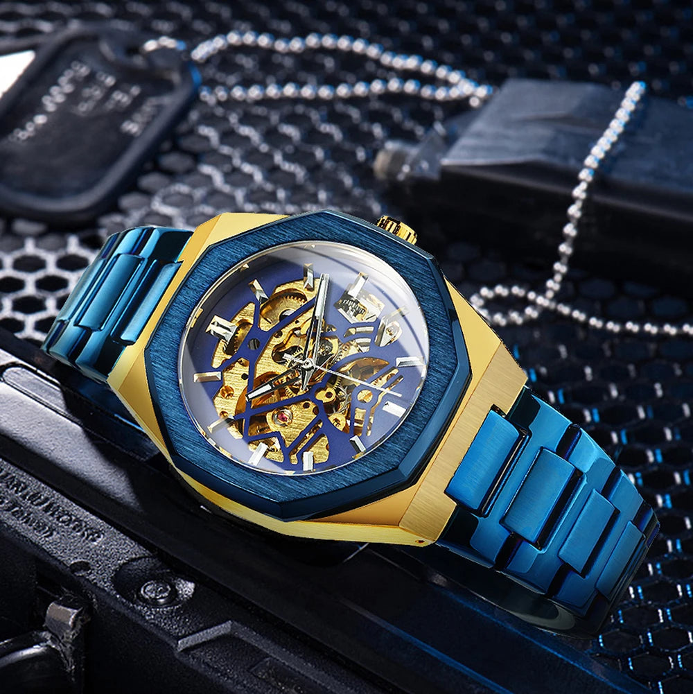 2023 Fashion Winner Top Brand Men's Watches Luxury Mechanical Wrist Watch For Men Casual Full Stainless Steel Strap Chic Relogio