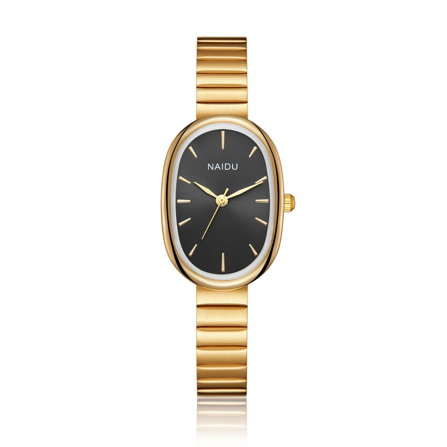 Women Quartz Watch Luxury Oval Shaped Fashion Mini Case Small Roman Numeral Dial Female Full Metal Band Watches Niche Wristwatch