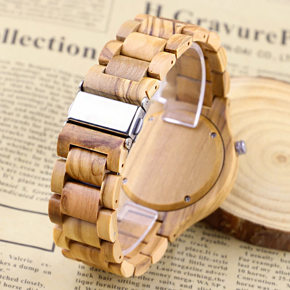 Classic Khaki Roman Digital Men's and Women's Wood Quartz Watch Fashion Business Street Fashion Accessories Wood Clock