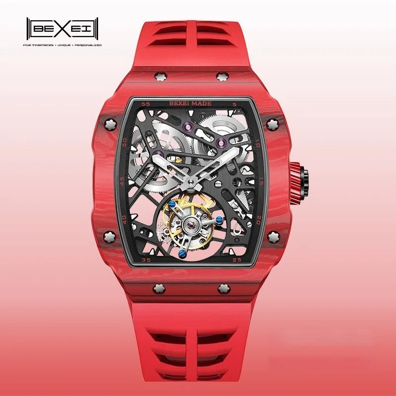 9089 manual mechanical men tourbillon watchs skeleton synthetic sapphire waterproof BX-053 movement Reserve 72H