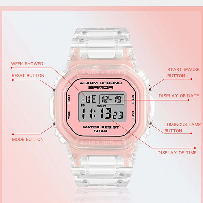 Sanda Fashion Men Women's Watches Outdoor Waterproof Led Digital Watch For Female Clock Ladies Sport Wristwatch Relogio Feminino