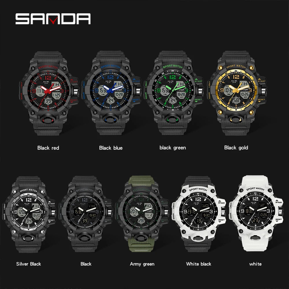 Fashion Sanda Top Brand Men Military Watches White Sport Watch Led Digital 50m Waterproof Multifunction Clock Relogio Masculino