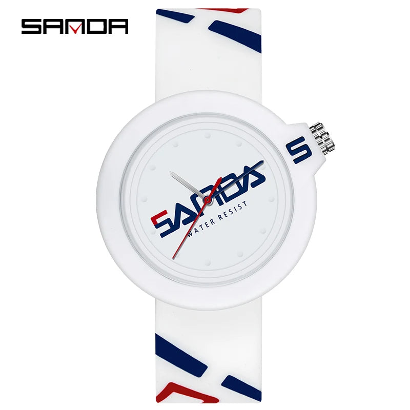 Fashion Sanda Top Brand New Men's Or Ladies Unisex Watch 50m Waterproof Silicone Strap Casual Quartz Sports Mens Womenes