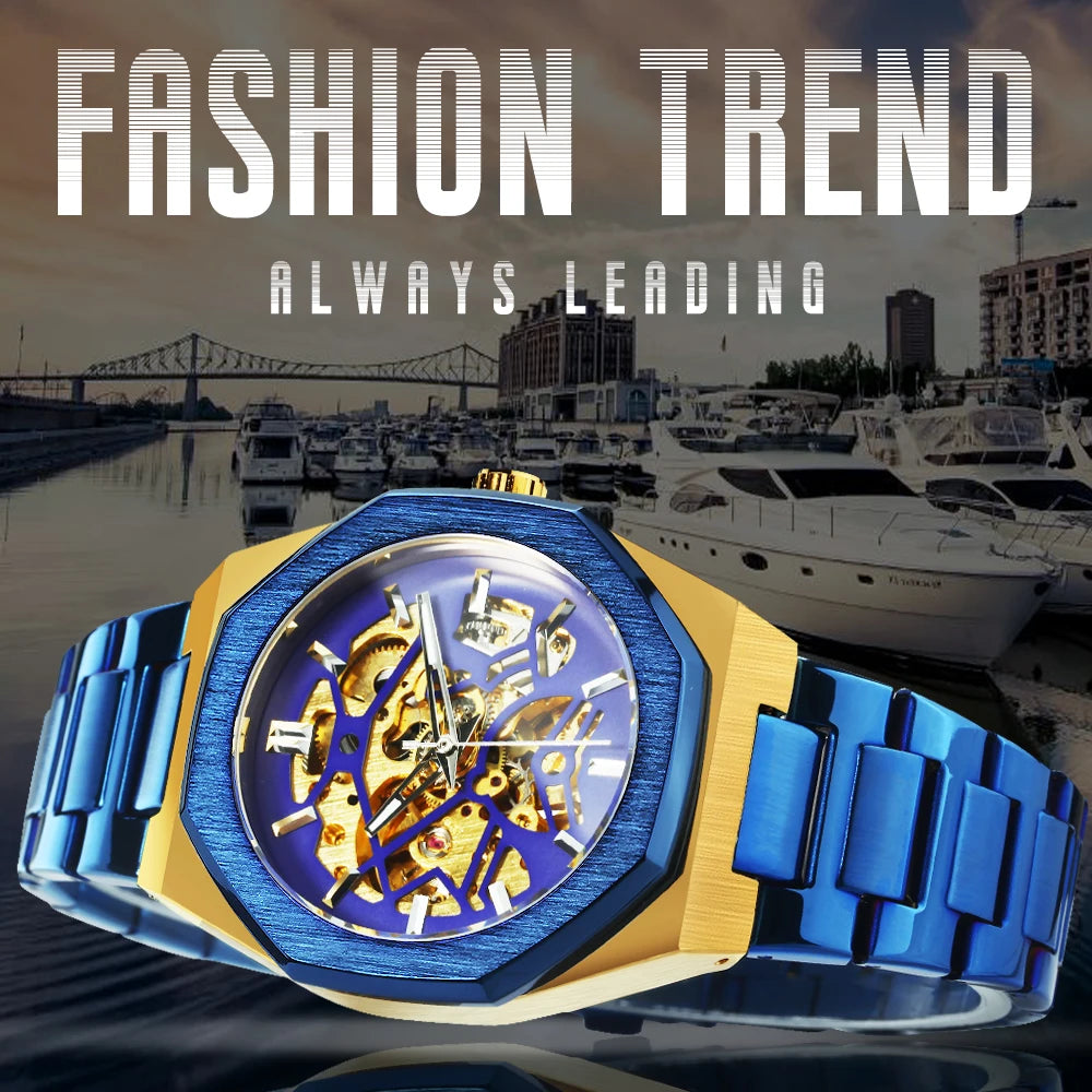 2023 Fashion Winner Top Brand Men's Watches Luxury Mechanical Wrist Watch For Men Casual Full Stainless Steel Strap Chic Relogio