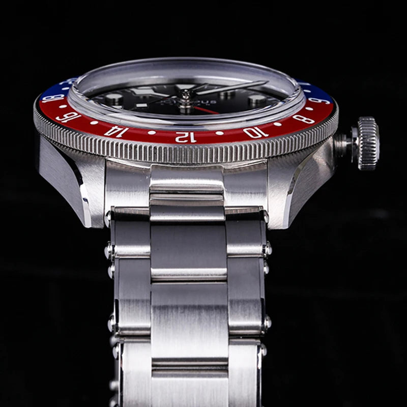 Octopus Kraken 39mm Retro GMT Watch For Men Cola Bezel Automatic Movement Wristwatch 20Bar Waterproof Sapphire Crystal Luminous