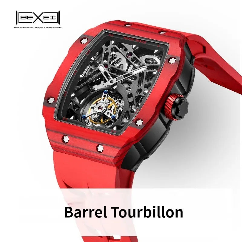 9089 manual mechanical men tourbillon watchs skeleton synthetic sapphire waterproof BX-053 movement Reserve 72H
