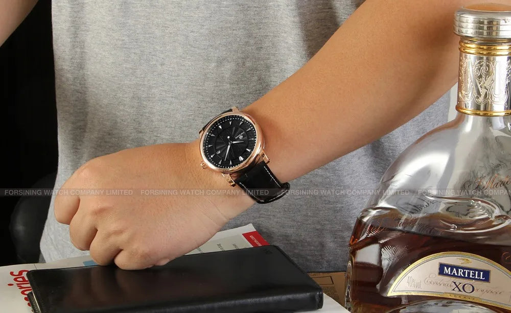 Fashion Winner Top Brand Men's Casual Hollow Vintage Fully Automatic Mechanical Leather Simple Business Wrist Watches