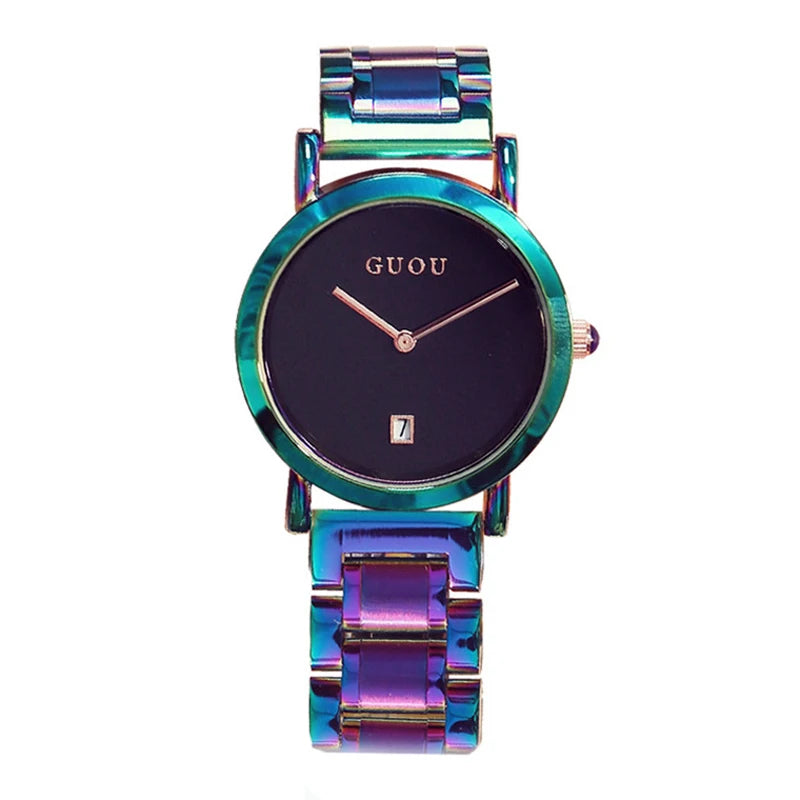 2018 GUOU Watch Women Fashion Colorful Steel Ladies Clocks Luxury Exquisite Women's Gift Watches reloj mujer relogio feminino