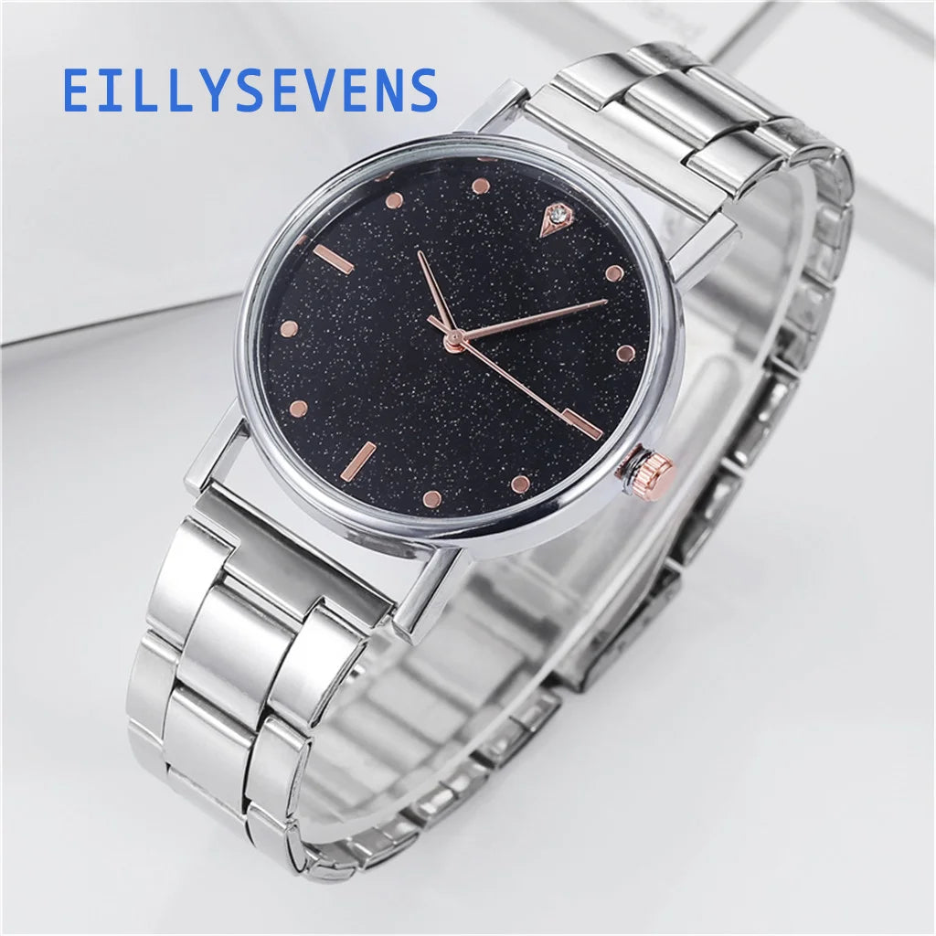 Relojes de acero inoxidable a la moda para mujer, reloj de pulsera de cuarzo de lujo para mujer, reloj informal a la moda para mujer, reloj femenino