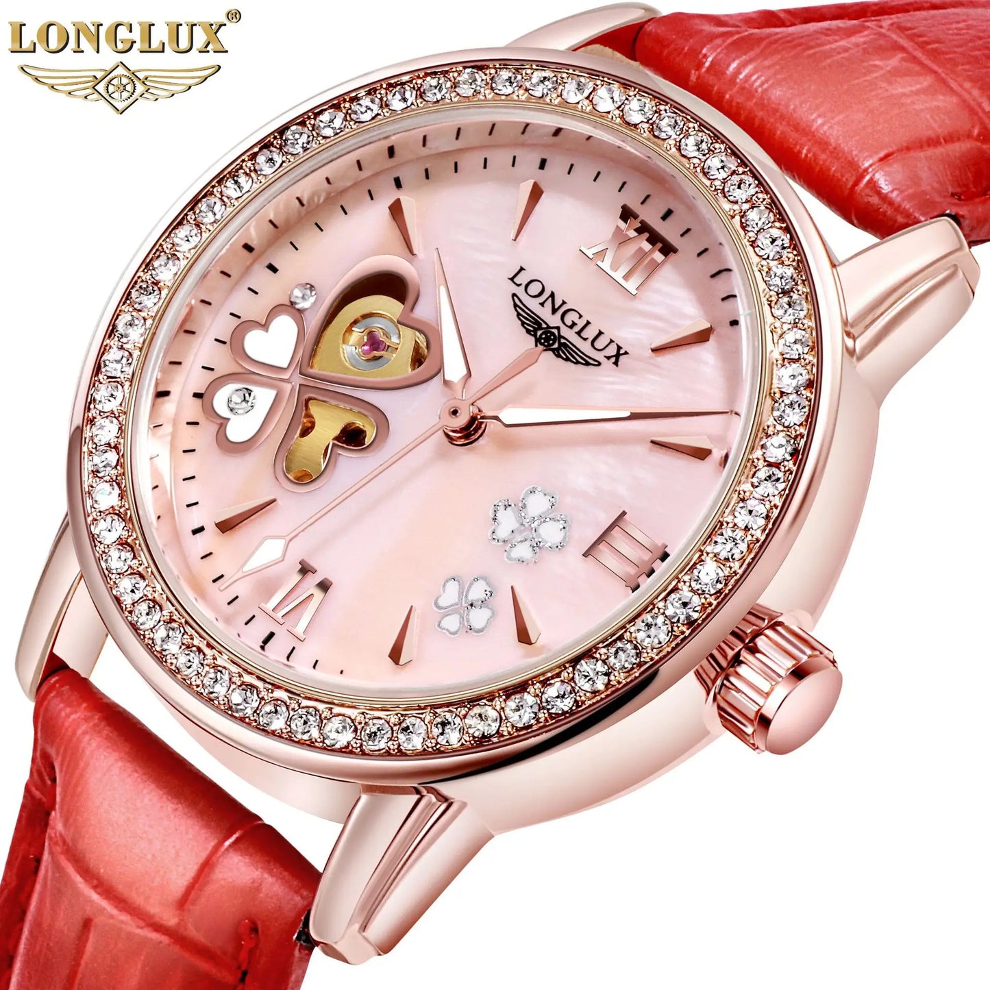 women watch automatic watch fashion cute diamond watch women dainty elegant waterproof pink watch luxury gifts for girlfriend!