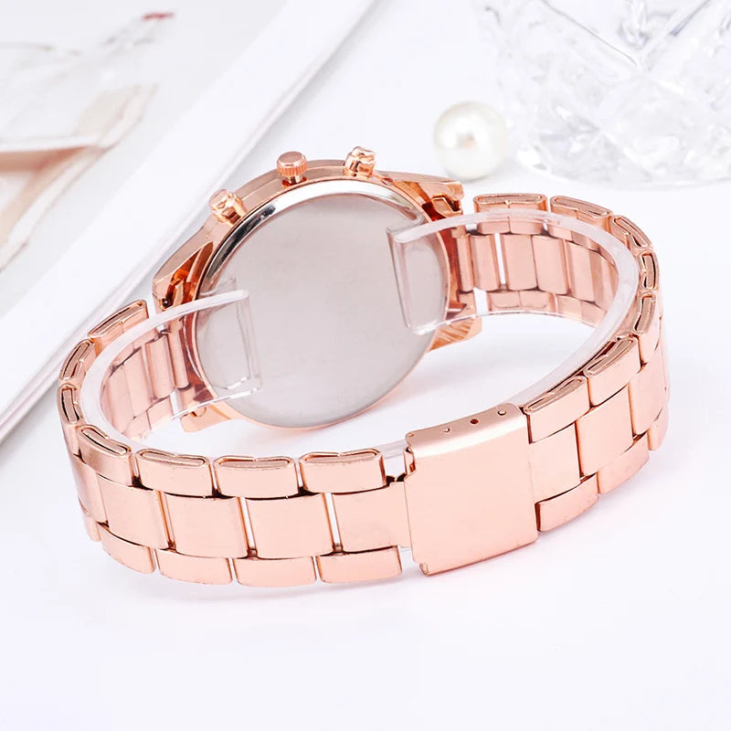 YIKAZE Women Watches Fashion Rose Gold Watch Ladies Bracelet Wristwatches Stainless Steel Silver Strap Female Quartz Watch Clock