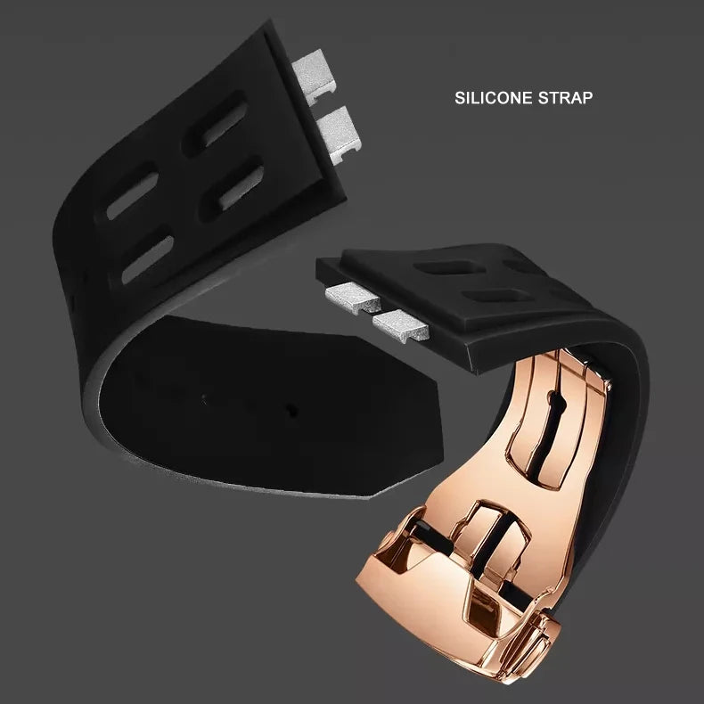 HANBORO Men Automatic Watch 42mm Luxury Mechanical Wristwatch Waterproof Luminous Skeleton Miyota 8217 Quick Release Strap