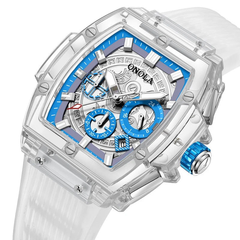 Luxury Brand Transparent Plastic Watch Men Women Clock 2022 Fashion Sports Casual Unique Quartz Tonneau Mens Wristwatches