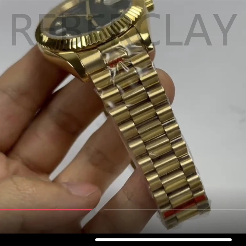 Real Photos 36mm Men’s Watch And Women’s Watch Week Calendar Gold Color Luxury Automatic Mechanical 904L Watch Stainless Steel