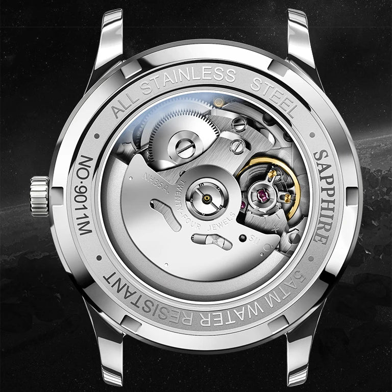 LOBINNI Men Automatic Watch 41.3MM Luxury Gold Mechanical Wristwatch Sapphire Luminous Date