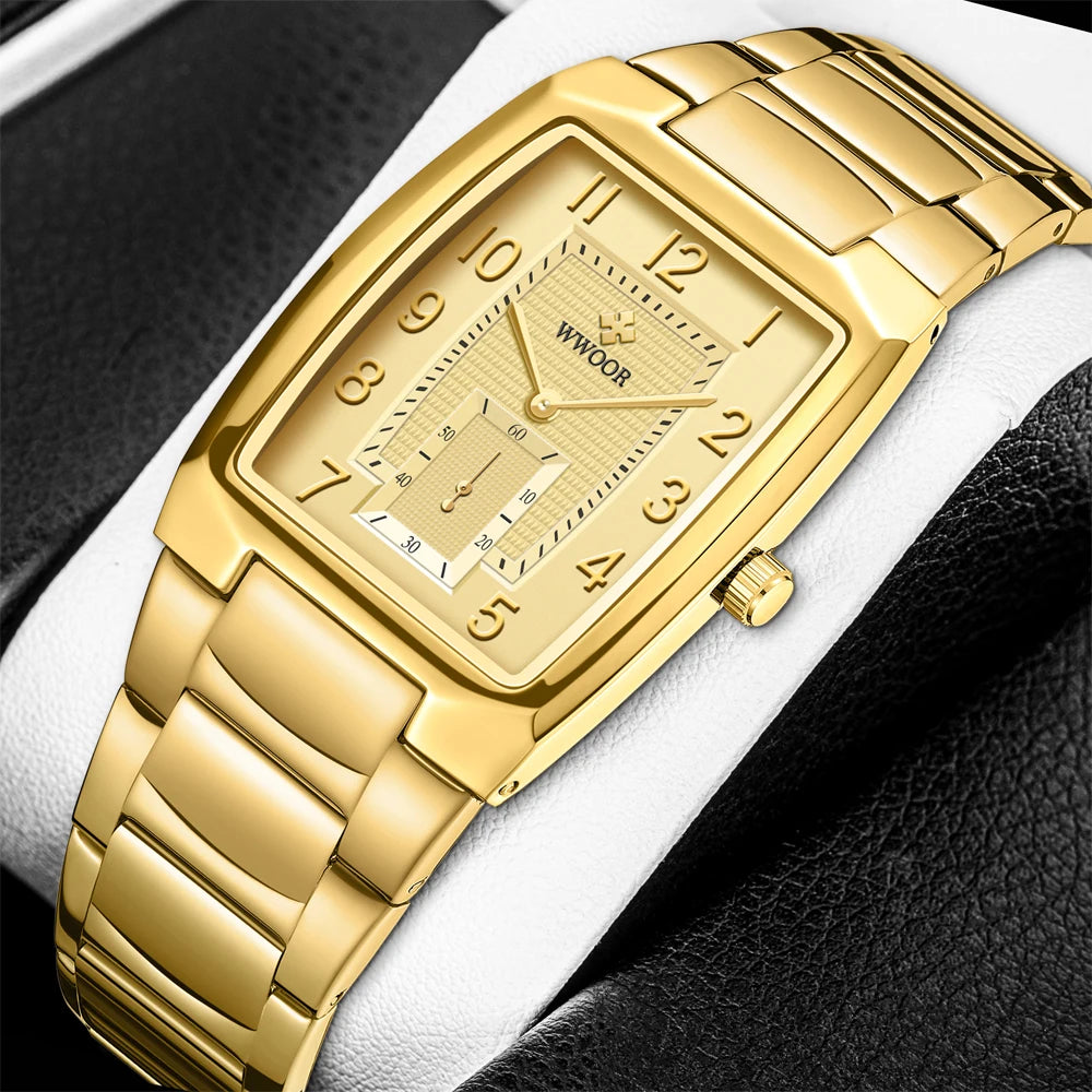 Wwoor Top Brand Gold Women Watches Creative Full Steel Women's Bracelet Wrist Ladies Square Waterproof Female Relogio Feminino