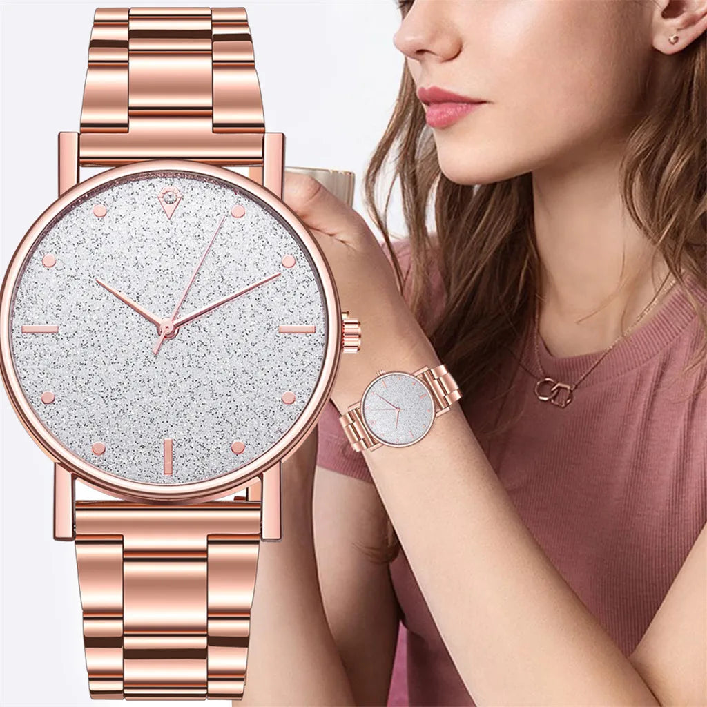 Relojes de acero inoxidable a la moda para mujer, reloj de pulsera de cuarzo de lujo para mujer, reloj informal a la moda para mujer, reloj femenino