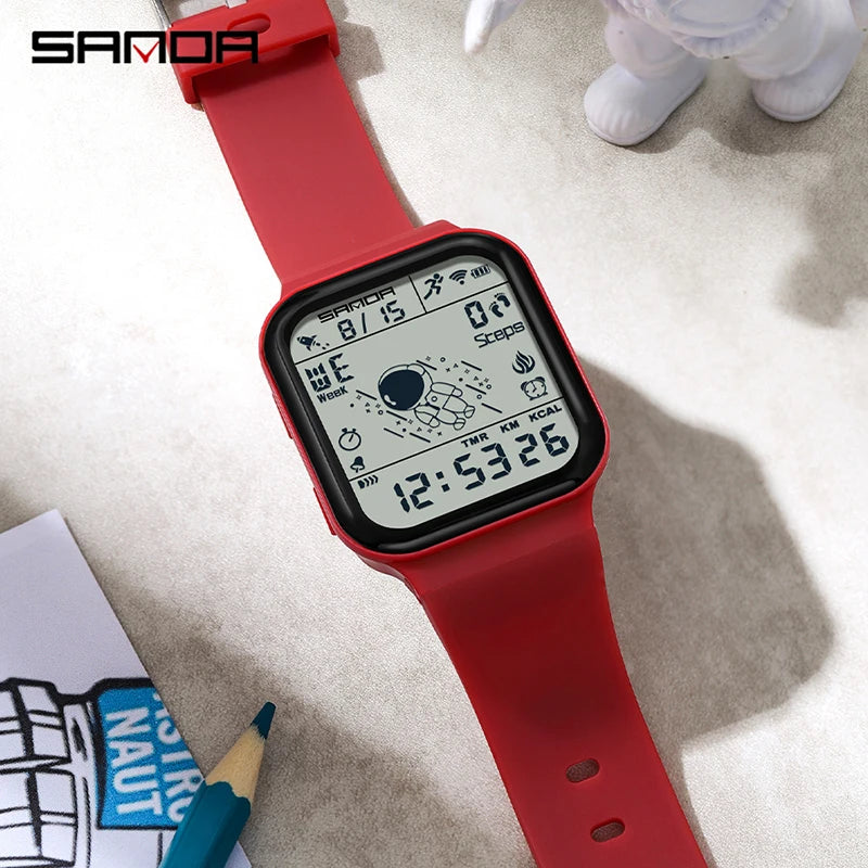 Fashion Sanda Upgradation Mens Outdoor Sports Electronic Watches Square Design Wear Resistant Silicone Luminous 50m Waterproof
