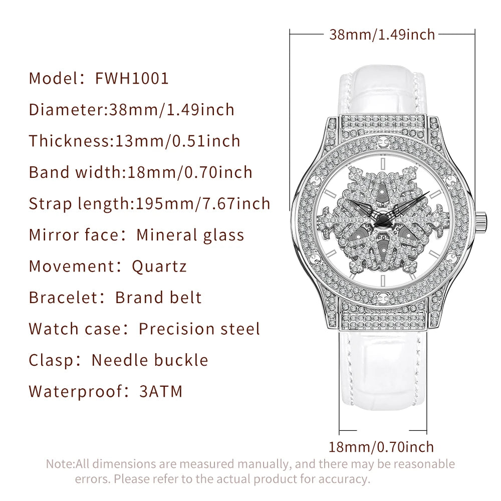 Women's Wristwatch New Luxury Snowflake Dial Leather Strap Quartz ladies Watches Fashion Casual Leather Belt Clock Reloj Mujer