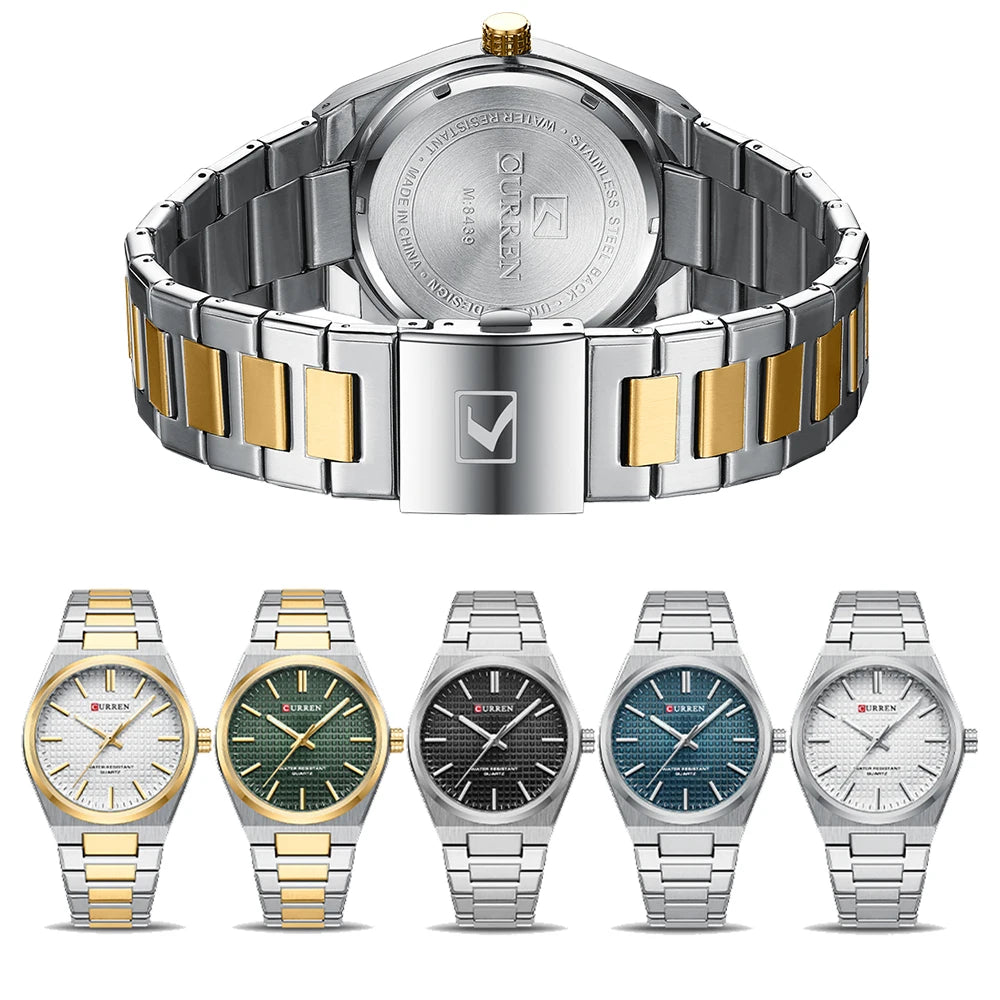 CURREN Fashion Brand Watches for Men Simple Quartz Stainless Steel Strap Waterproof Wriswatches with Luminous Hands