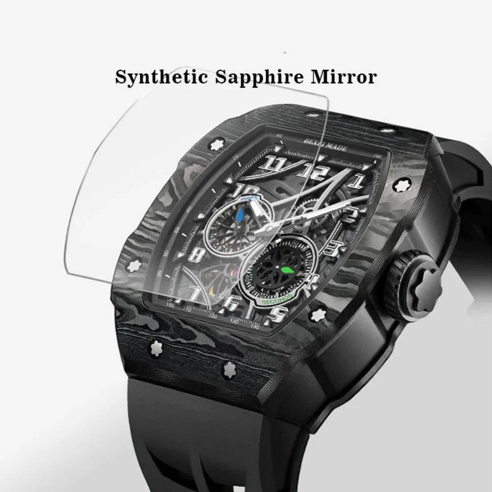 BEXEI 9088 Carbon Fiber MIYOTA82S7 Barrel shaped Sapphire Mirror Wrist watches Automatic Movement Waterproof fashion Sports wind