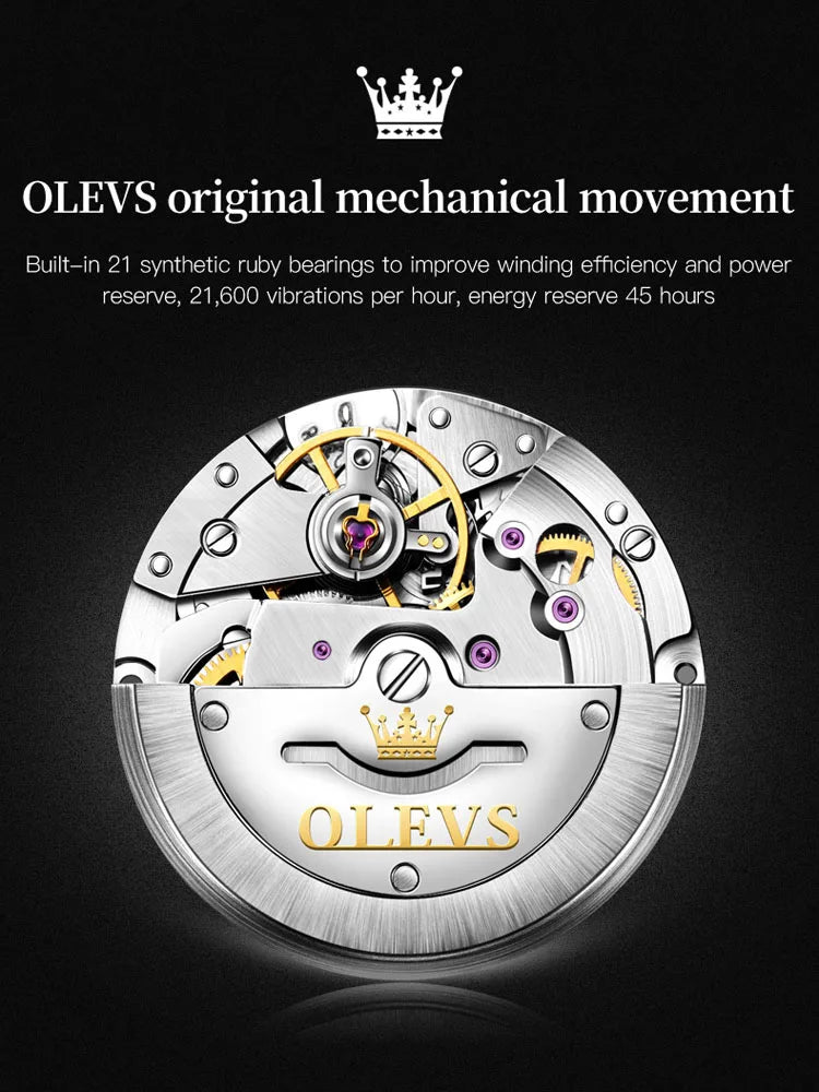 OLEVS Luxury Brand Automatic Mechanical Watch Men Famous Clock Stainless Steel Watches Business Fashion Casual Dress Wrist Watch