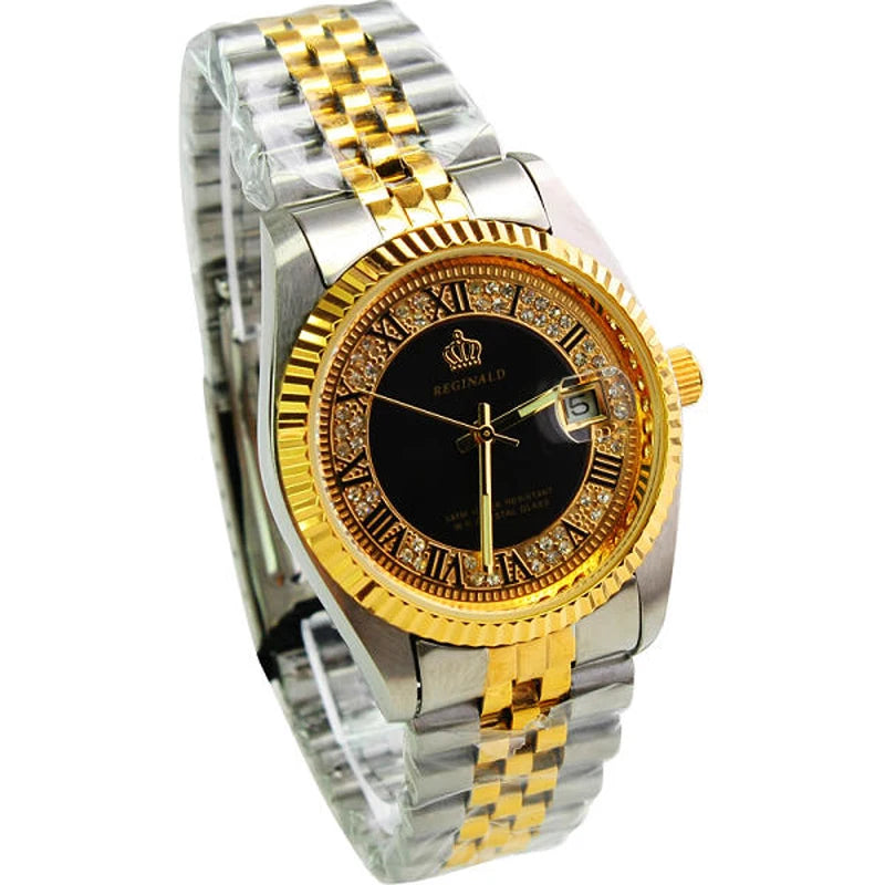 Fashion Top Brand Reginald Brand Quality Full Stainless Steel Golden Calendar Business Mens watch