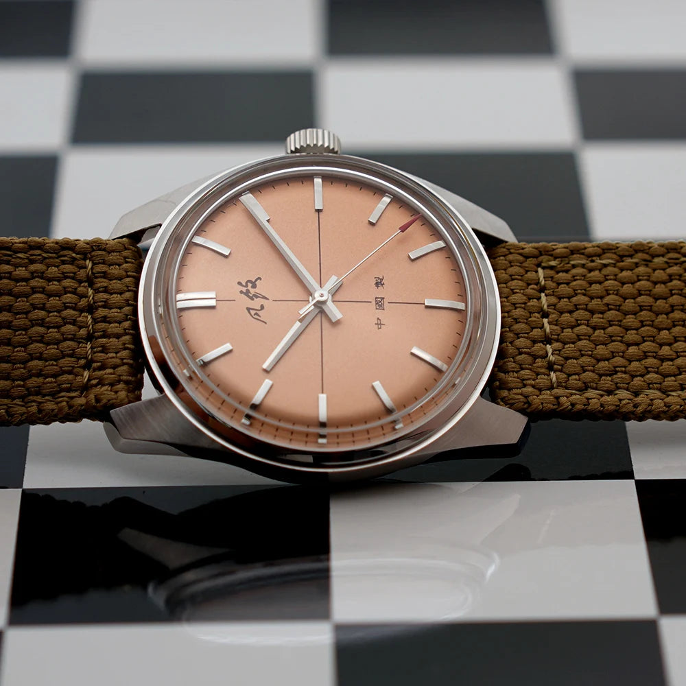 Vintage Chinese Style 70S CLASSIC CROSS LINE DIAL Original Design Handwind Mechanical Watch for Men Relogio Masculino