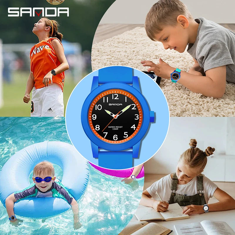 SANDA Women Watches Fashion Silicone Analog Quartz Wrist Watch Baseball Sports Waterproof Boy Girl Casual Clock Children Gifts