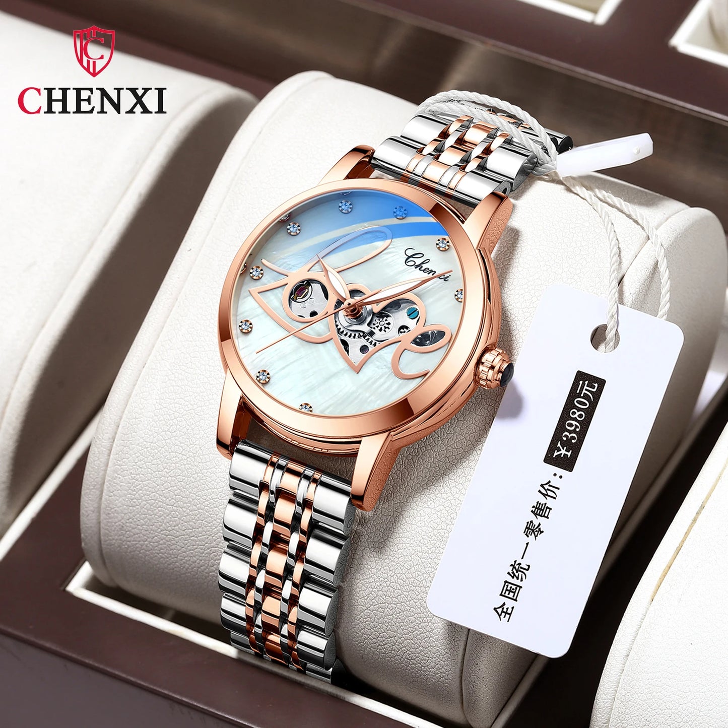CHENXI Watch Women Luxury Fashion Heart Watches Stainless Steel Automatic Mechanical Wristwtaches Ladies Relogio Feminino 2023