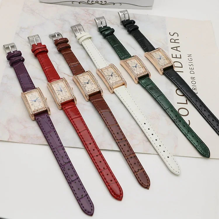 Luxury Women Watch Simple Roman Numerals Numbers Quartz Watches Ladies Diamond Clock Female Vintage Rectangle Reloj Wristwatch