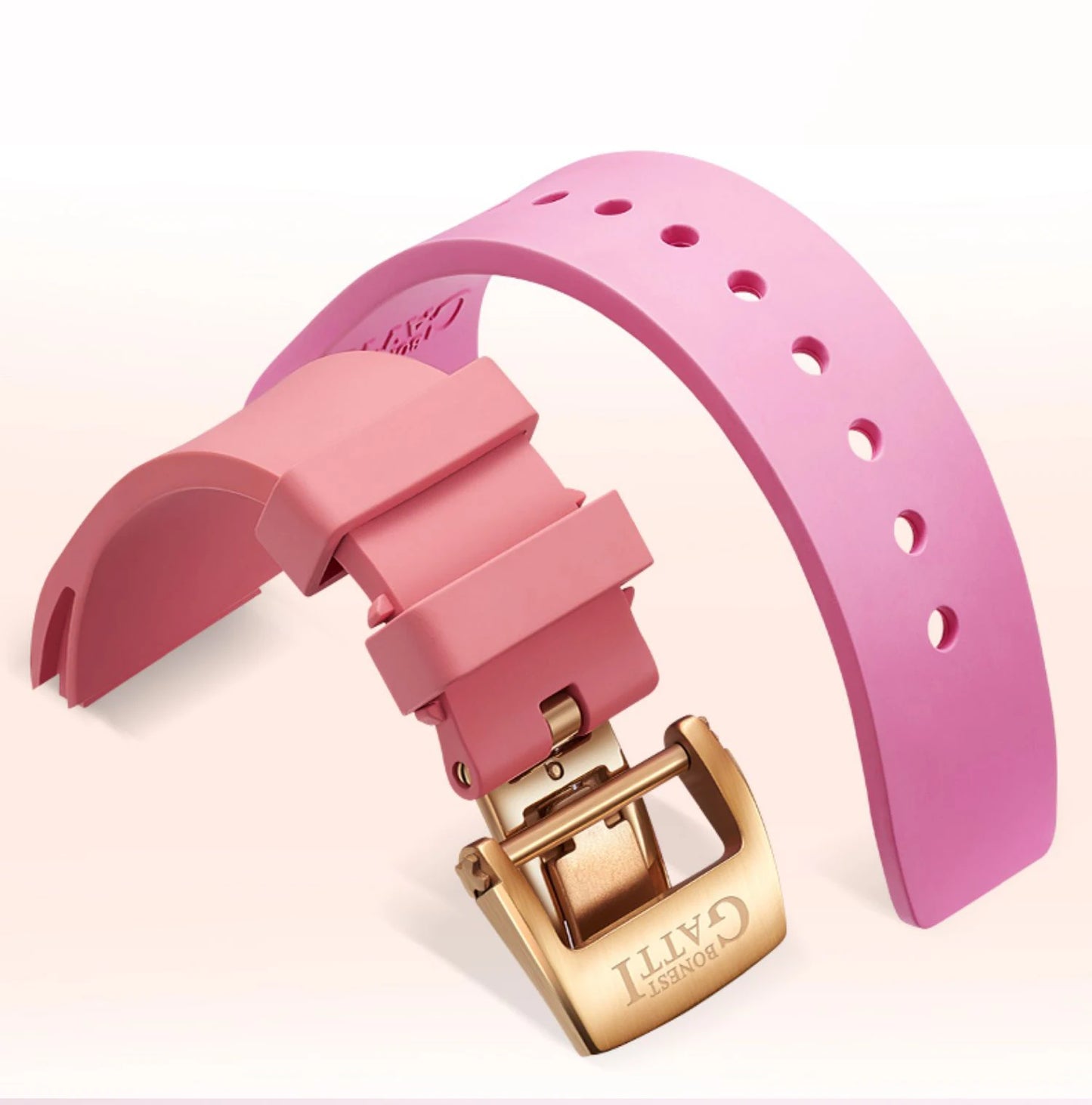 BONEST GATTI Reloj Automático para Mujer Relojes de Lujo para Mujer Reloj de Pulsera mecánico Tonneau Correa de Fluororubber de Zafiro Cierre de Mariposa