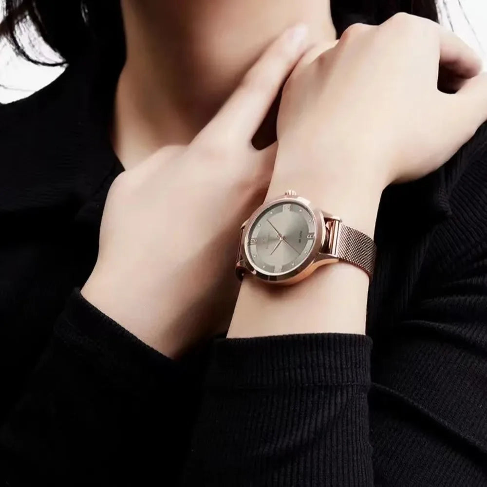 Quartz Watch For Women Top Brand Fashion Luxury Diamond Dial Waterproof Clock Mesh Steel Strip Women Watch Reloj Mujer NF5023