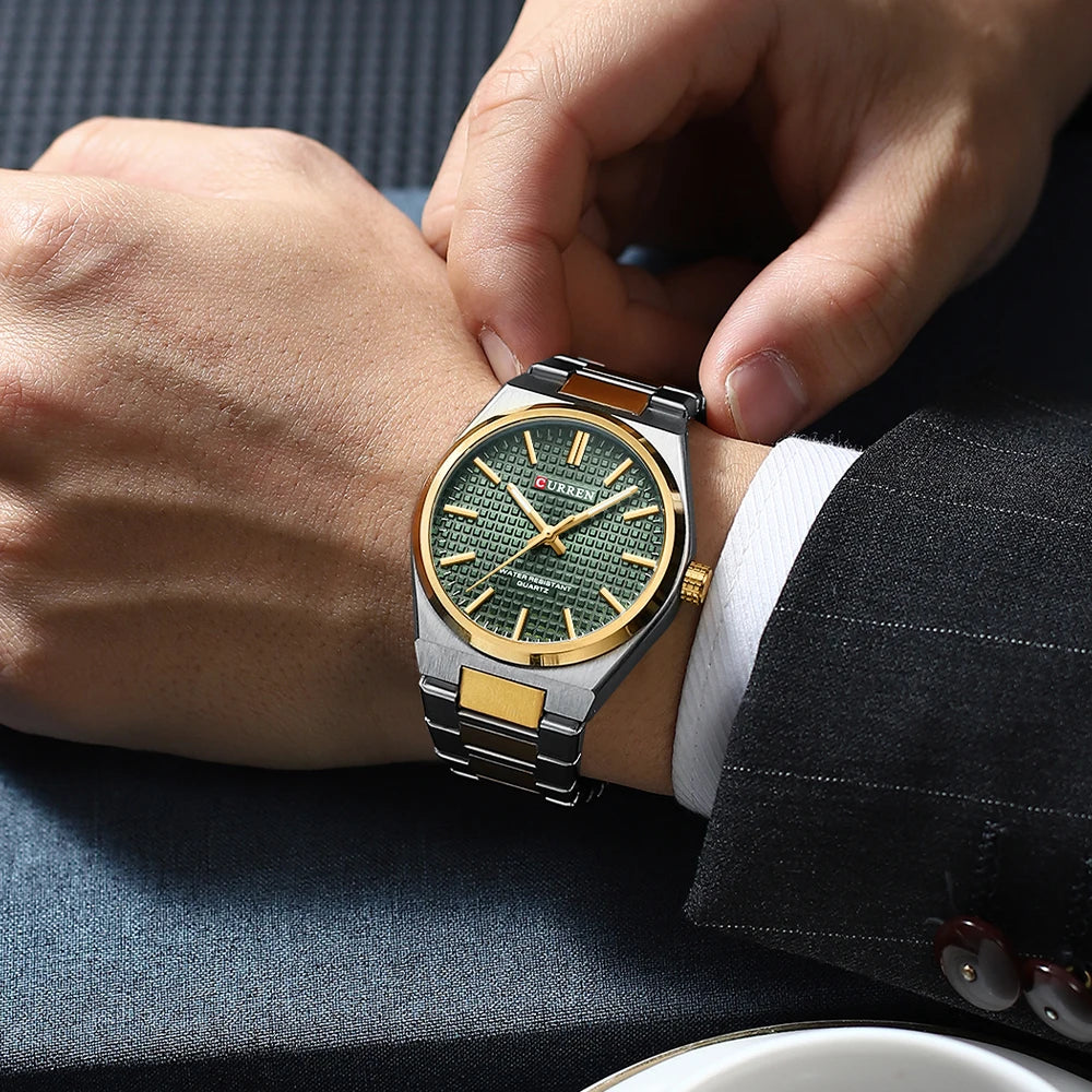 CURREN Fashion Brand Watches for Men Simple Quartz Stainless Steel Strap Waterproof Wriswatches with Luminous Hands