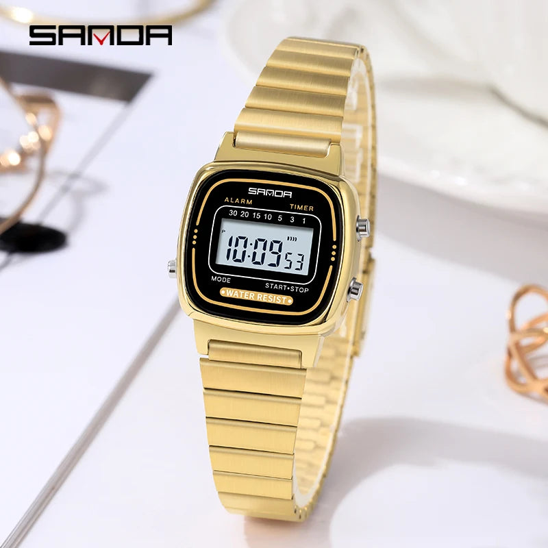 Sanda Women Golden Classic Quartz Watch Fashion Female Elegant Clock Luxury Gift Watches Casual Ladies Waterproof Wristwatch