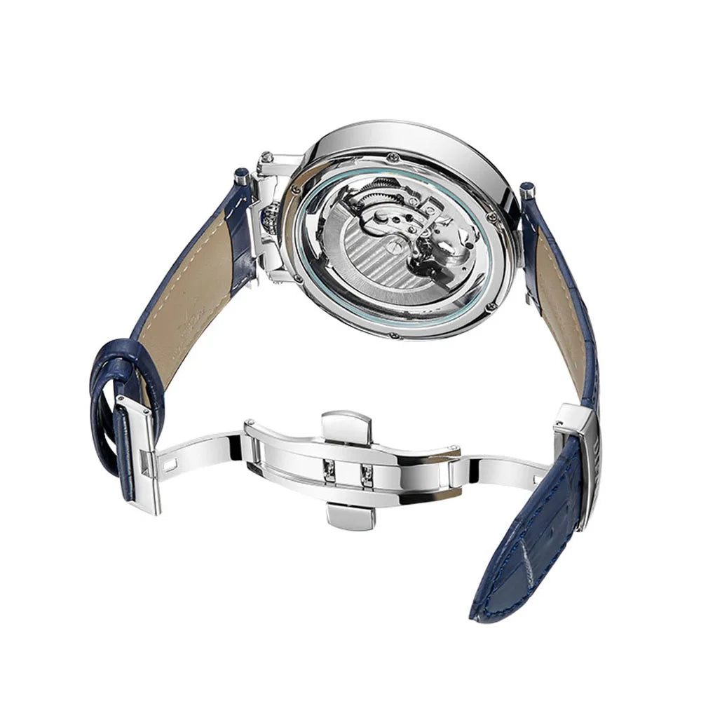 New Fashion Hollow Automatic Mechanical Watches Men Business Casual Leather Skeleton Tourbillon Wrist Watch Relogio Masculino