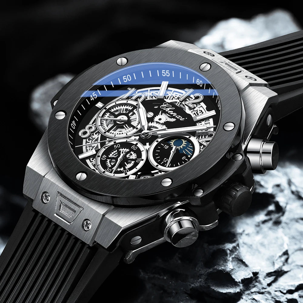 Fashion Top Brand Chenxi Mens Watches Waterproof Luminous Sport Chronograph Luxury Men Date Quartz Watch Big Dial Wristwatch