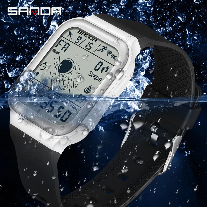 Fashion Sanda Upgradation Mens Outdoor Sports Electronic Watches Square Design Wear Resistant Silicone Luminous 50m Waterproof