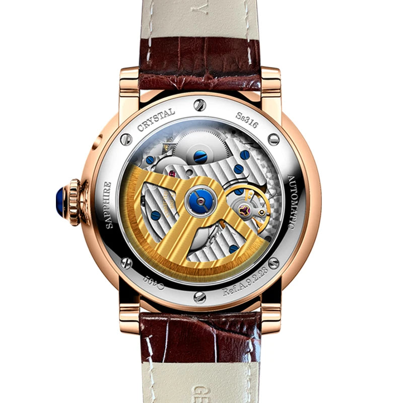 Lobinni Men Luxury Watch 40MM Fashion Automatic Mechanical Wristwatch 50M Waterproof Sapphire Leather Strap Butterfly Clasp