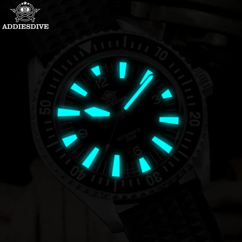 ADDIESDIVE 40mm Diver Men’s Watch NH35 Automatic BGW9 Luminous Lucury Sapphire Glass Ceramic Bezel 200m Diving Wristwatch New