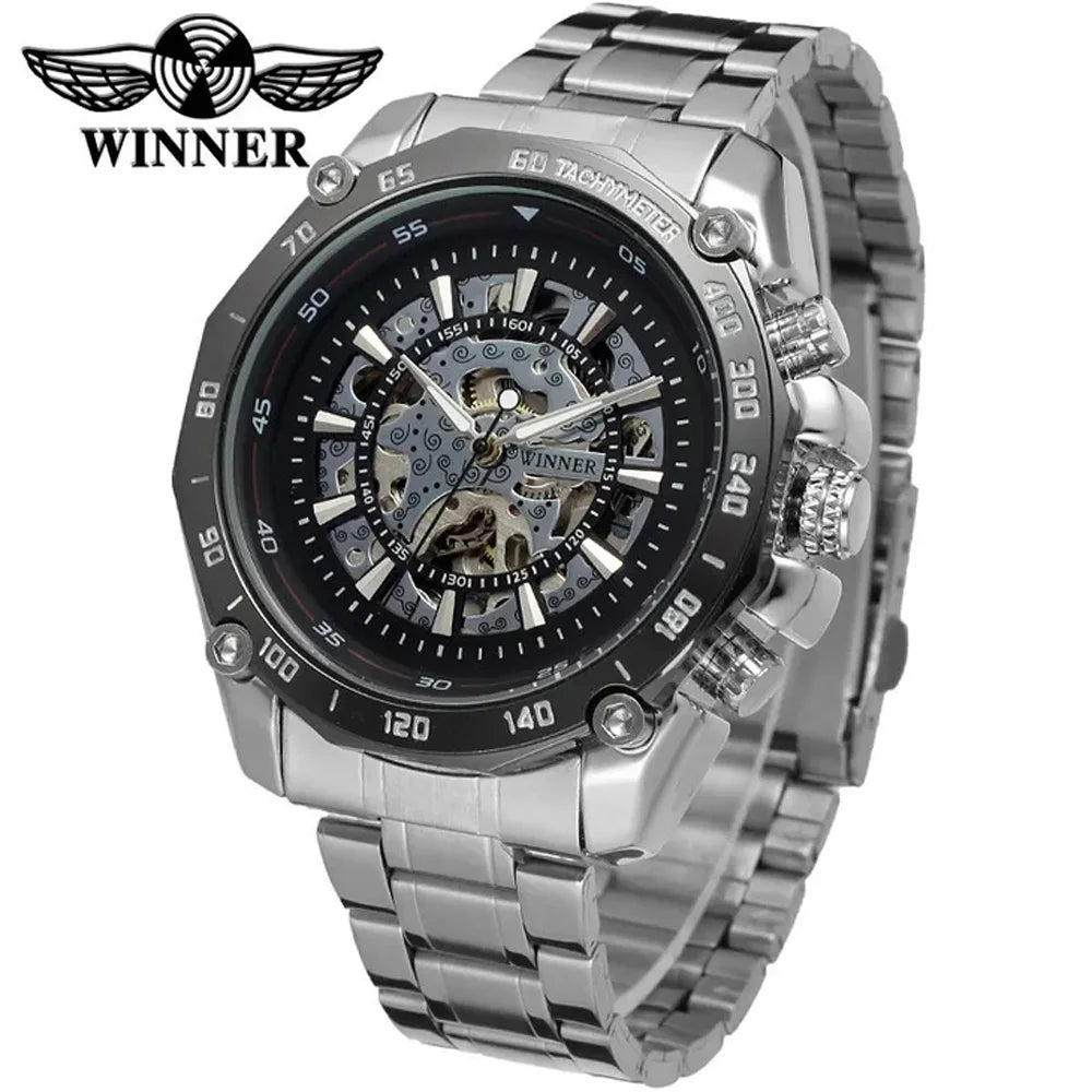 2019 Winner Luminous Brand Steel Men Automatic Mechanical Skeleton Military Relogio Male Montre Men Sport Watch Relojes Hombre