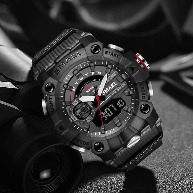 Fashion Smael Brand Sports Waterproof Watch Men Top Luxury Military Digital Quartz Wristwatch Mens Dual Display Backlight Clock