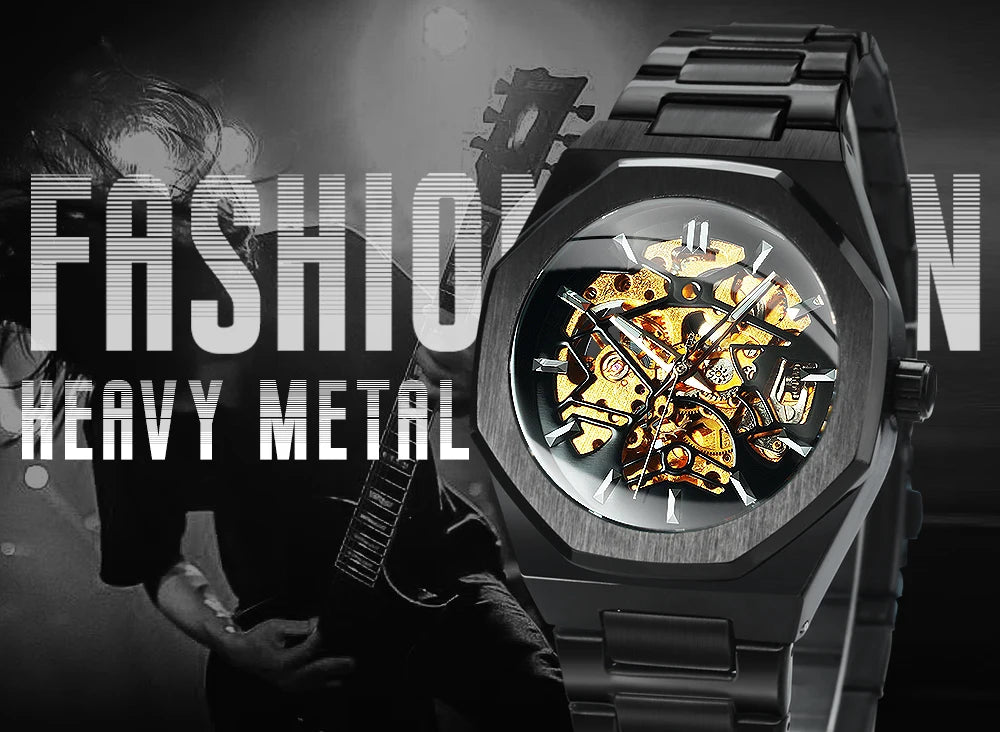 2023 Fashion Winner Top Brand Men's Watches Luxury Mechanical Wrist Watch For Men Casual Full Stainless Steel Strap Chic Relogio